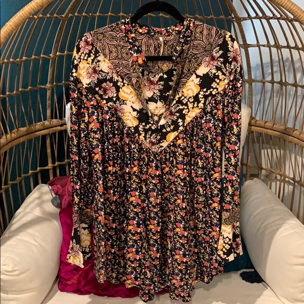 Free people multi pattern tunic top medium